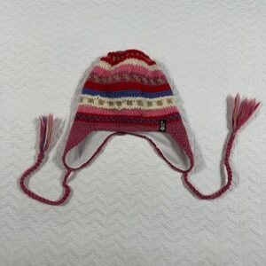 Ice Wear Iceland 100% Wool Lined Ear Flap Hat One Size Multi Color Striped‎ NWOT